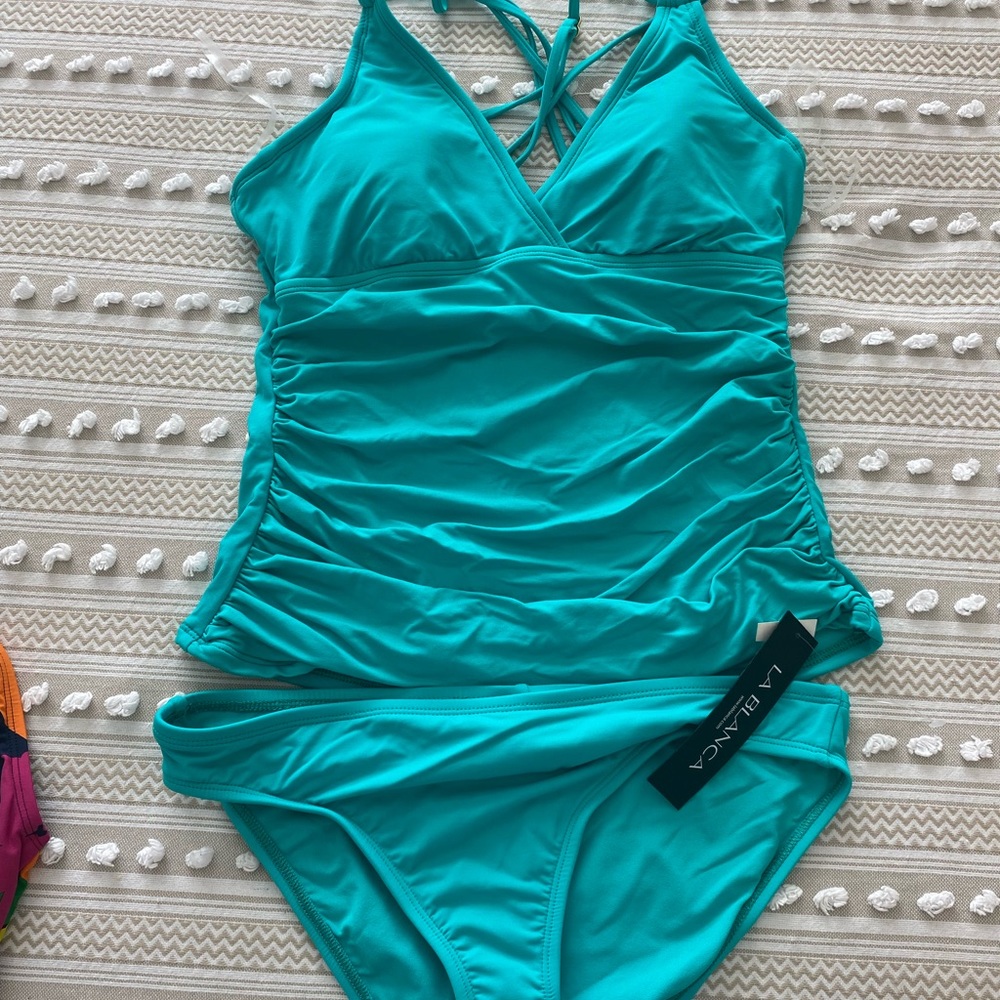 Brand new with tags La Blanca 2 piece swimsuit Size 10 in teal